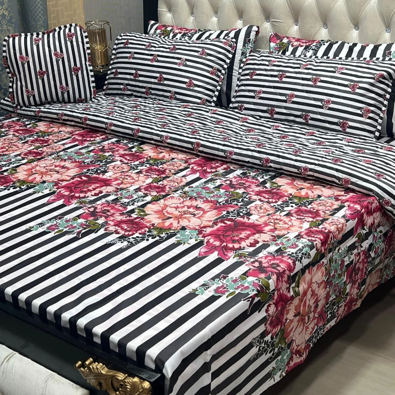 Gul Ahmed — Ivory & Black — Bed Sheets · King · Cotton