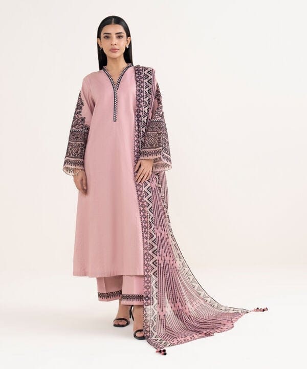 Dhanak — Lilac Embroidered — Unstitched · 3-Piece
