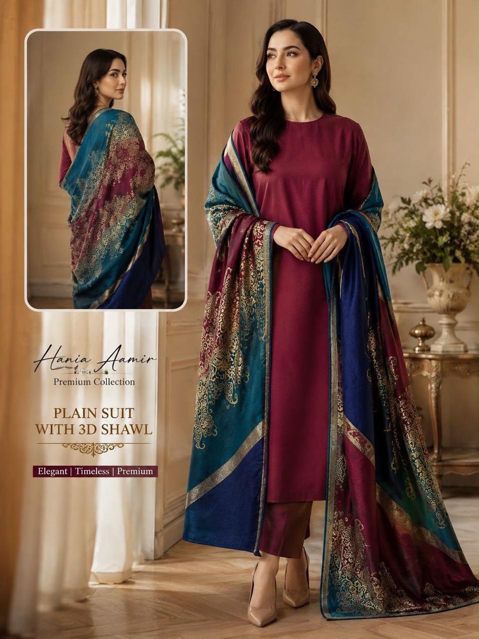 Bareeze — Maroon — Unstitched · 3-Piece · Linen