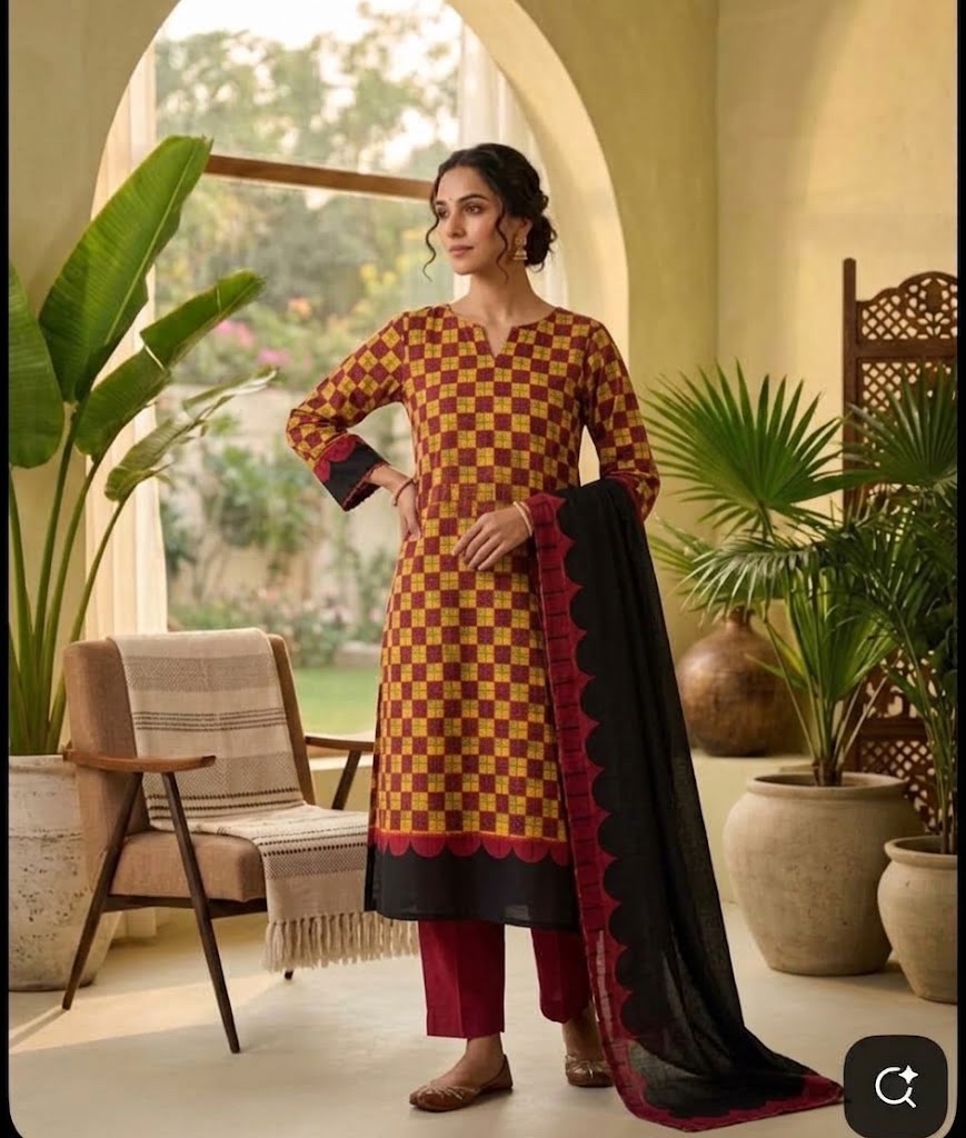 Nishat — Red & Yellow — Unstitched · 3-Piece · Khaddar