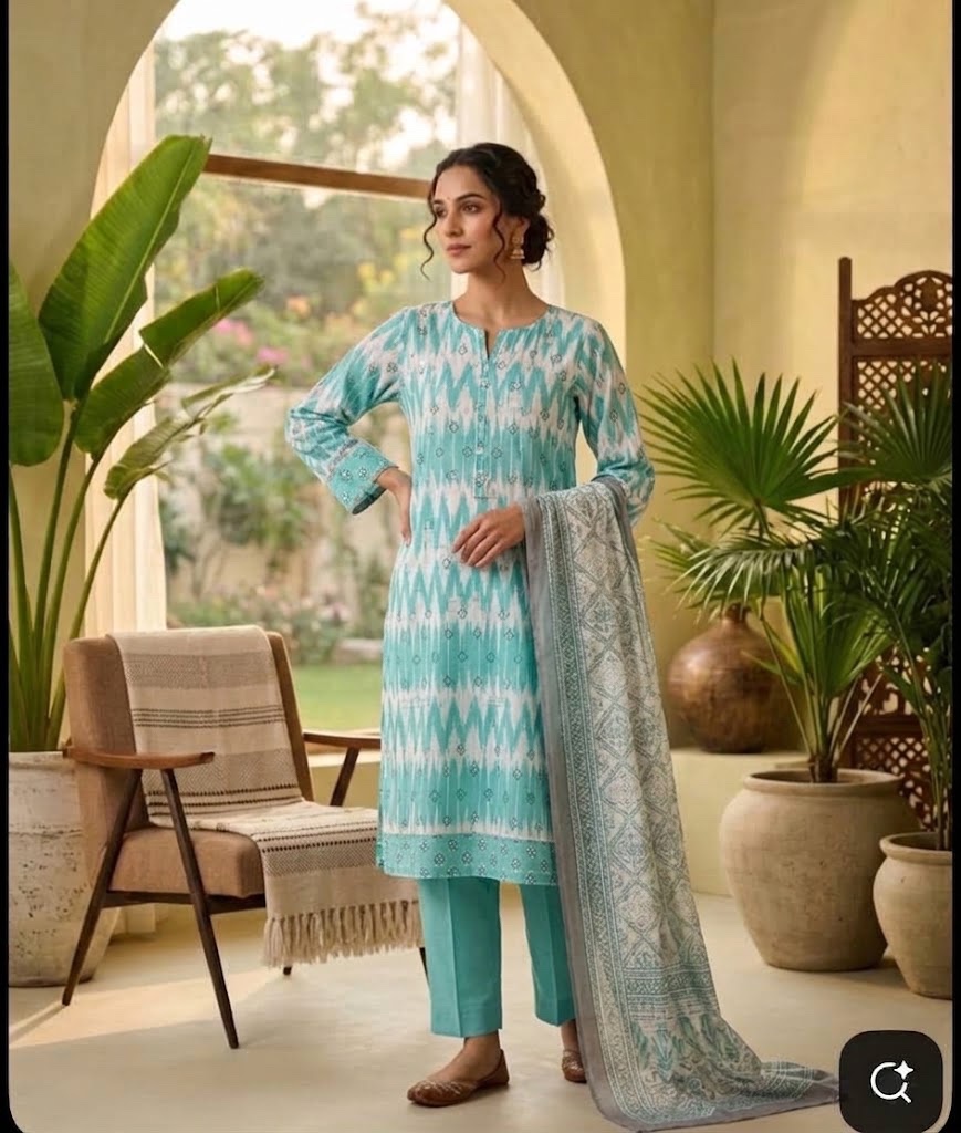 Nishat — Aqua Mint — Unstitched · 3-Piece · Khaddar