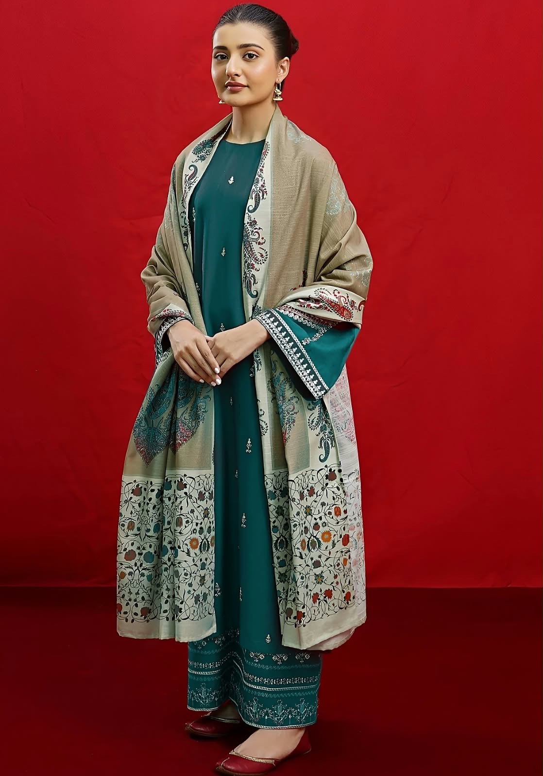 Dhanak — Teal Embroidered — Unstitched · 3-Piece · Linen