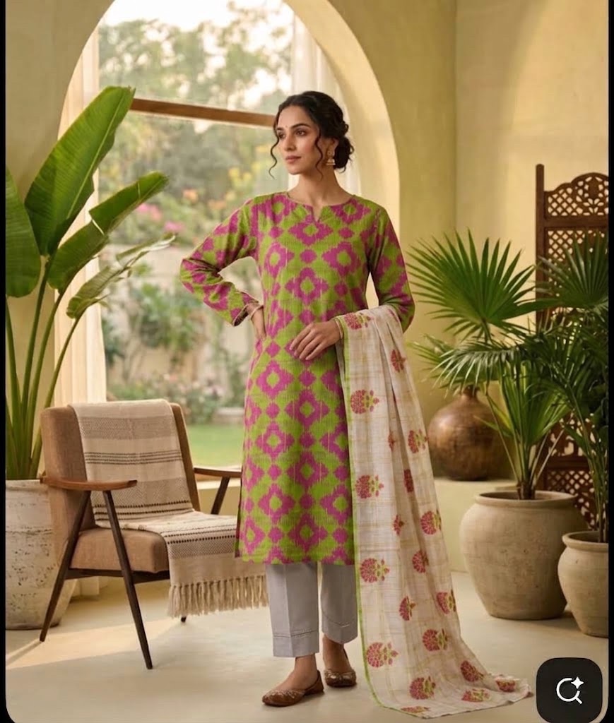 Alkaram — Sea Green & Fuchsia — Unstitched · 3-Piece · Khaddar
