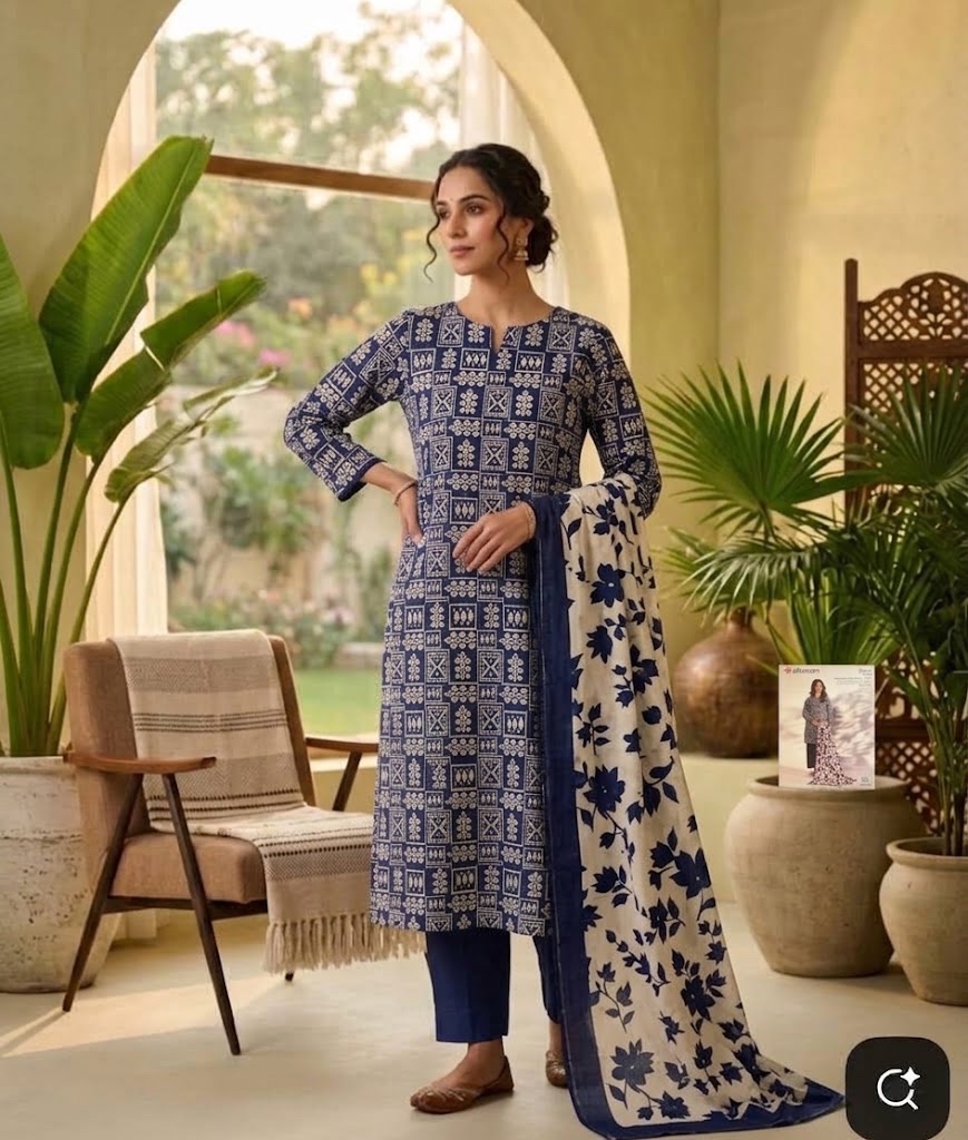 Alkaram — Navy & Royal Blue — Unstitched · 2-Piece · Khaddar