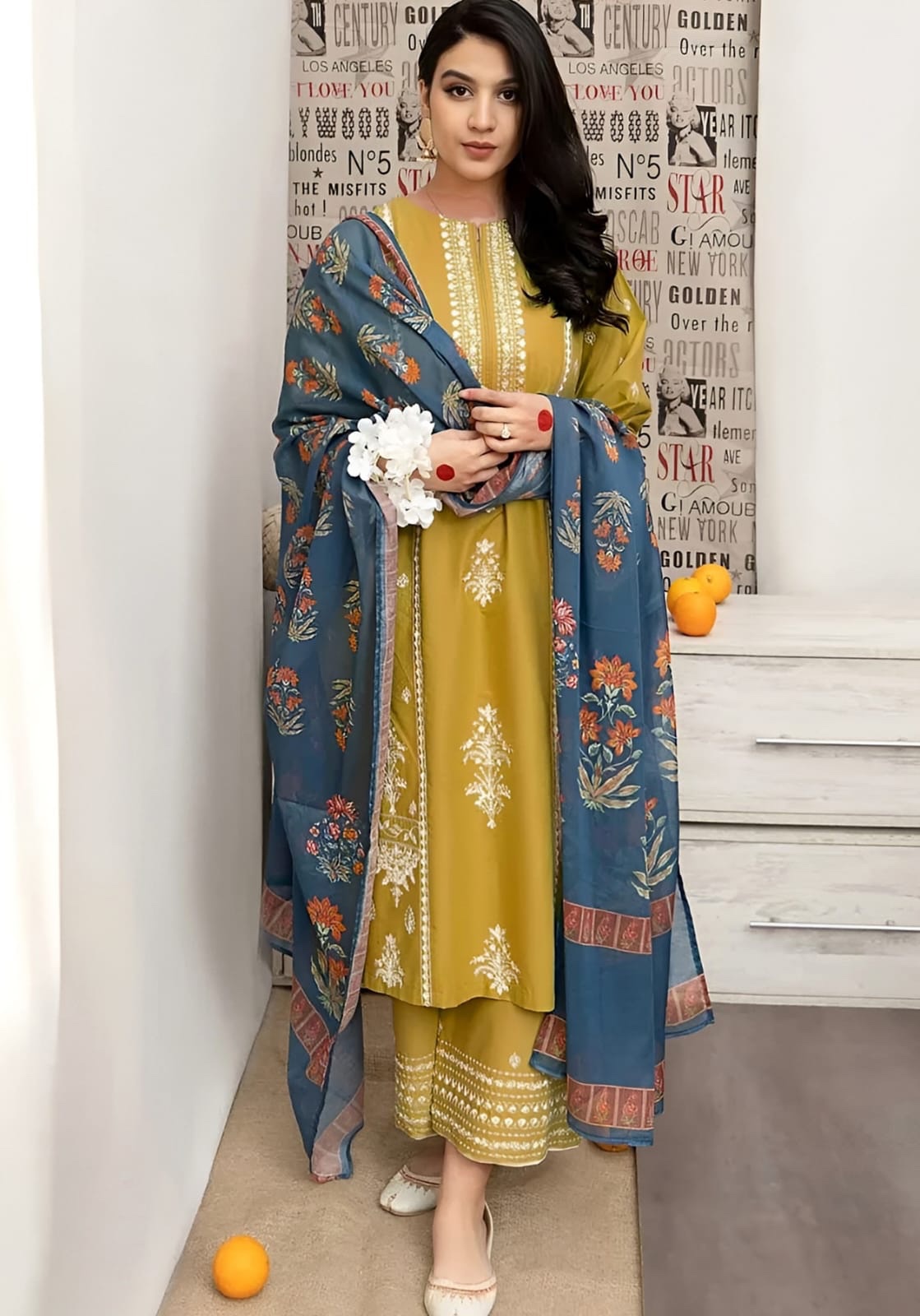 Dhanak — Embroidered — Unstitched · 3-Piece · Linen