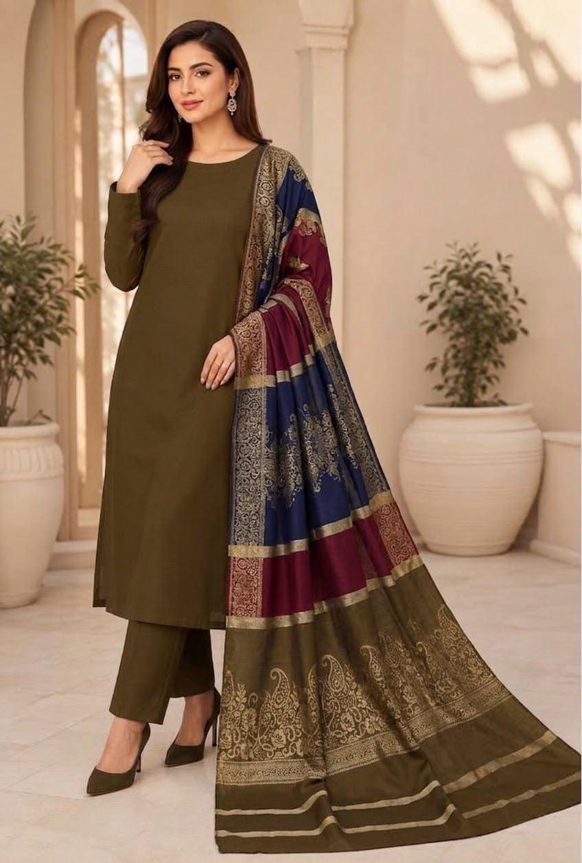 Bareeze — Mustard — Unstitched · 3-Piece · Linen