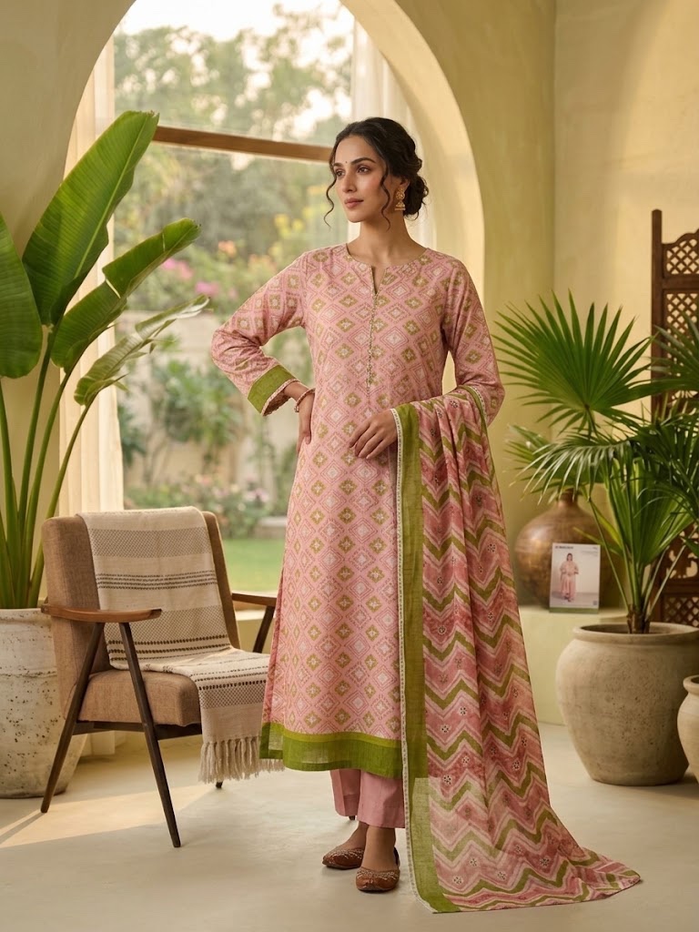 Alkaram — Pink — Unstitched · 2-Piece · Khaddar
