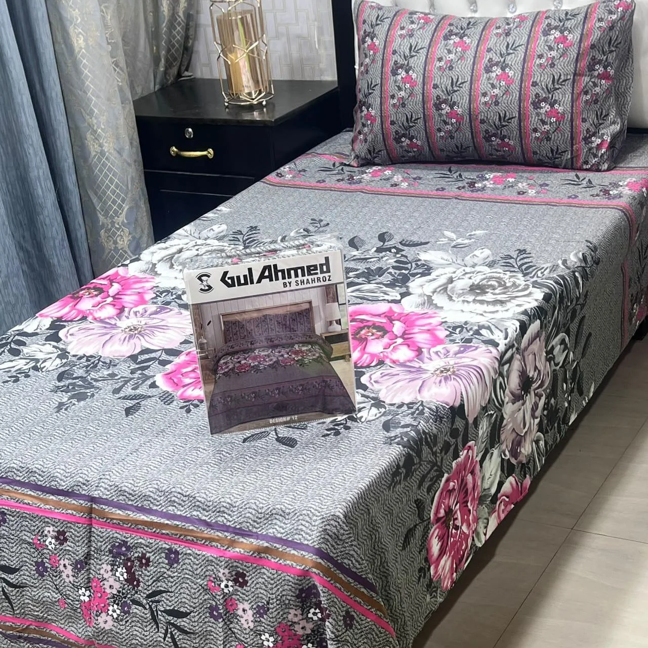 Slate Grey & Pink Bed Sheets — Bed Sheets · Single · Cotton